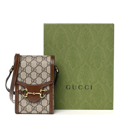 Gucci GG Supreme Monogram Mini Horsebit 1955 Crossbody Bag Beige Brown Sugar 10 of 10