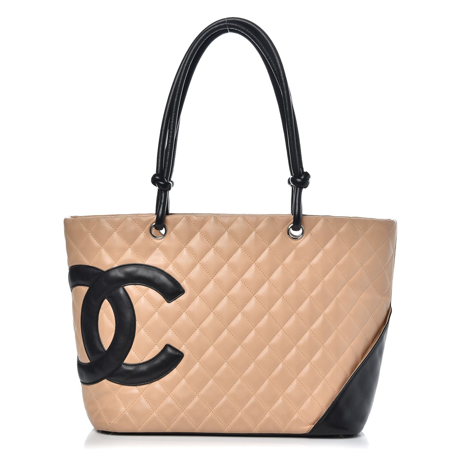 Chanel Calfskin Quilted Large Cambon Tote Beige Black 1 of 11