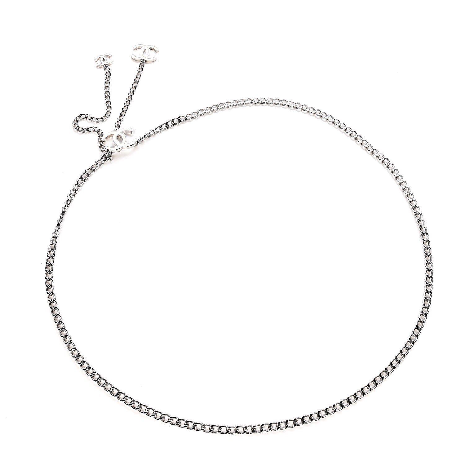 Chanel Enamel CC Chain Logo Belt Silver White 3 of 4
