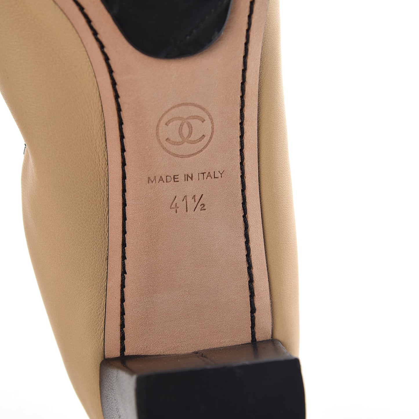 Lambskin Patent CC Elastic Stretch Pumps 41.5 Beige Black