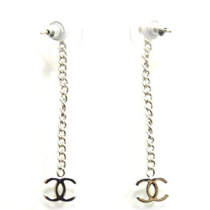 Chanel CC Long Drop Earrings Silver 4 of 4