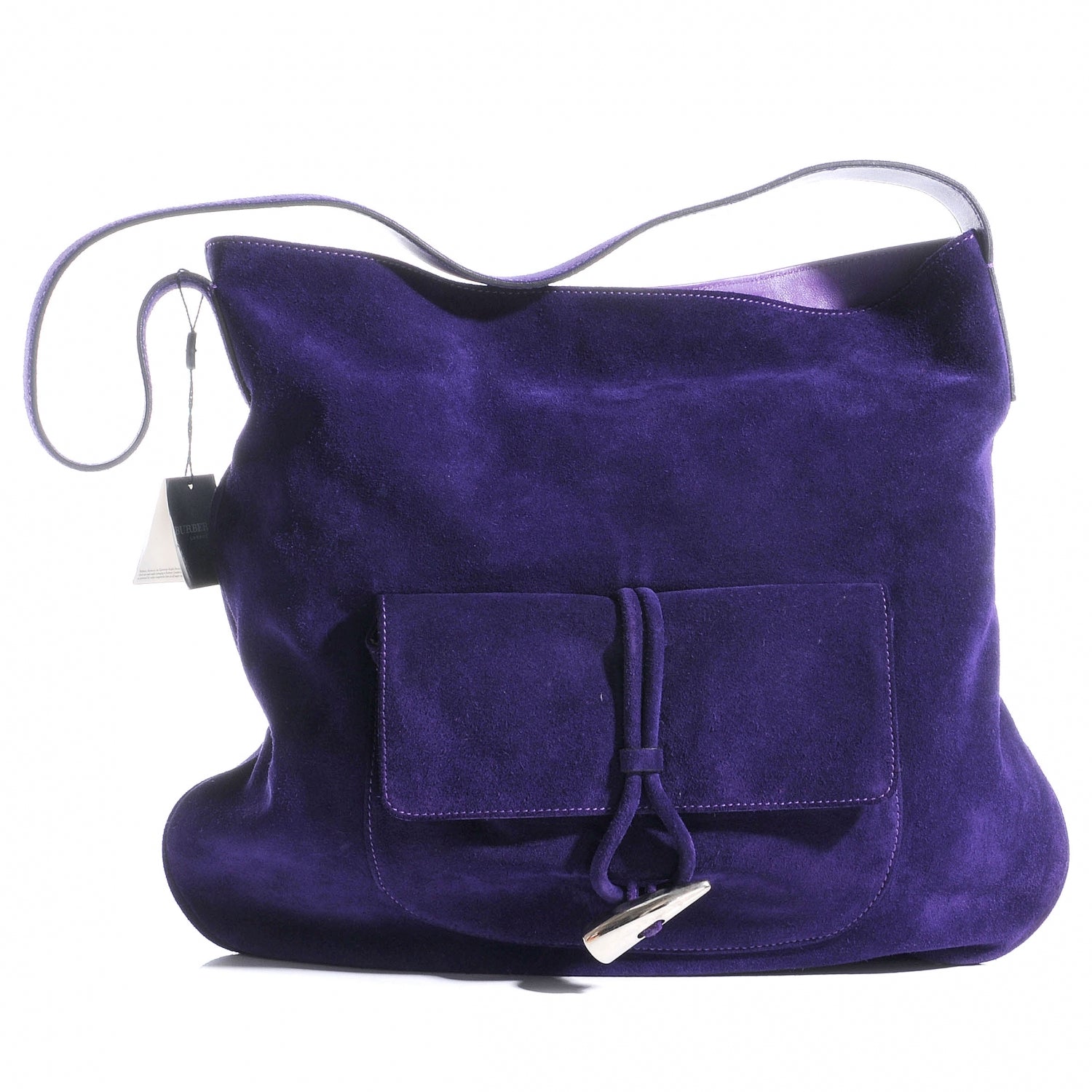 Burberry Suede Belsouk Horn Toggle Shoulder Bag Amethyst 5 of 13