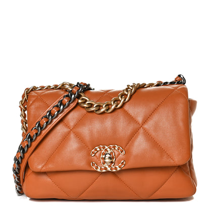 Chanel Lambskin Quilted Medium Chanel 19 Flap Light Brown 1 of 12
