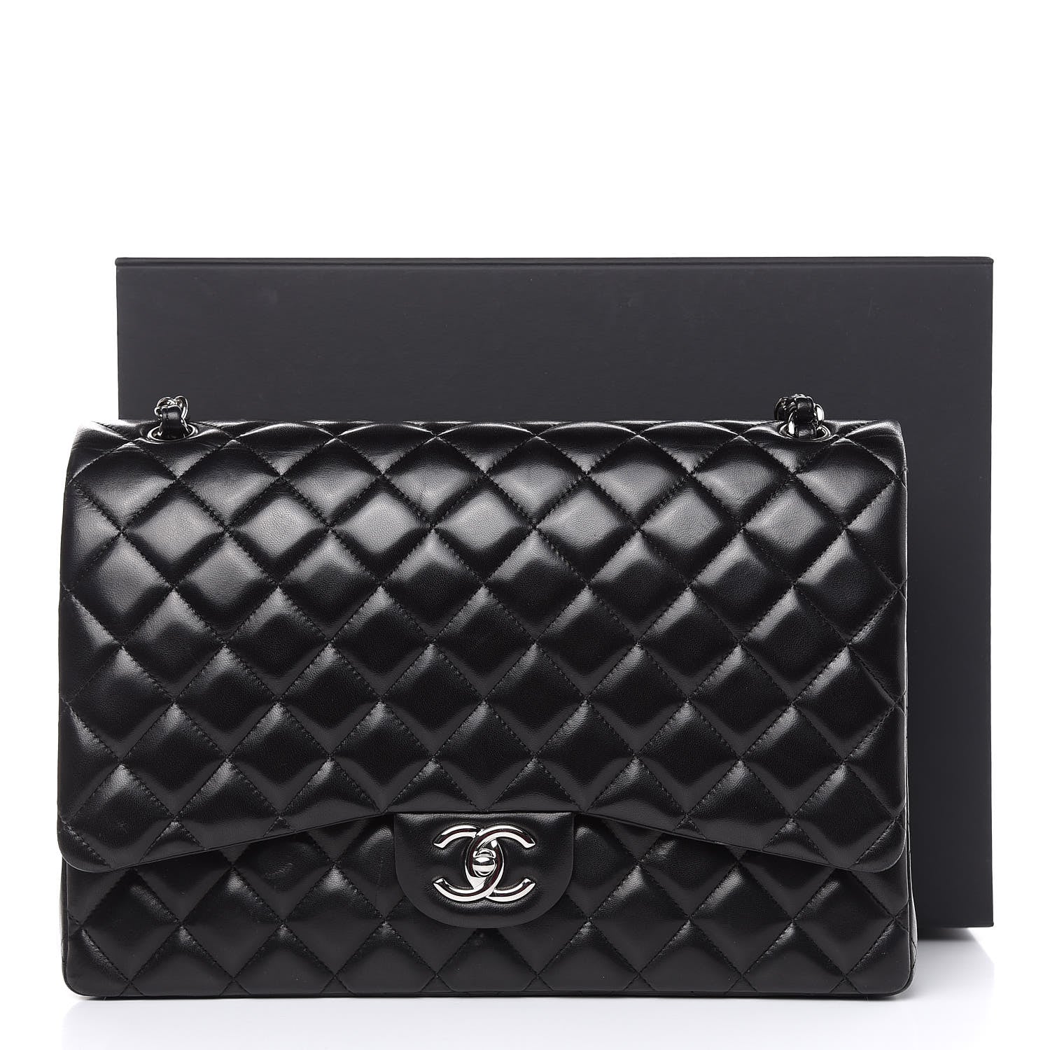 Chanel Lambskin Quilted Maxi Double Flap Black 19 of 19