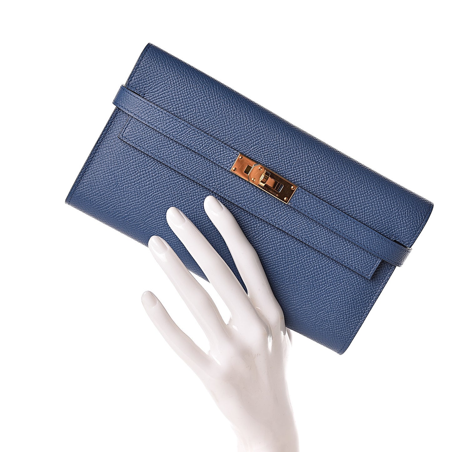 Epsom Kelly Longue Wallet Bleu Agate