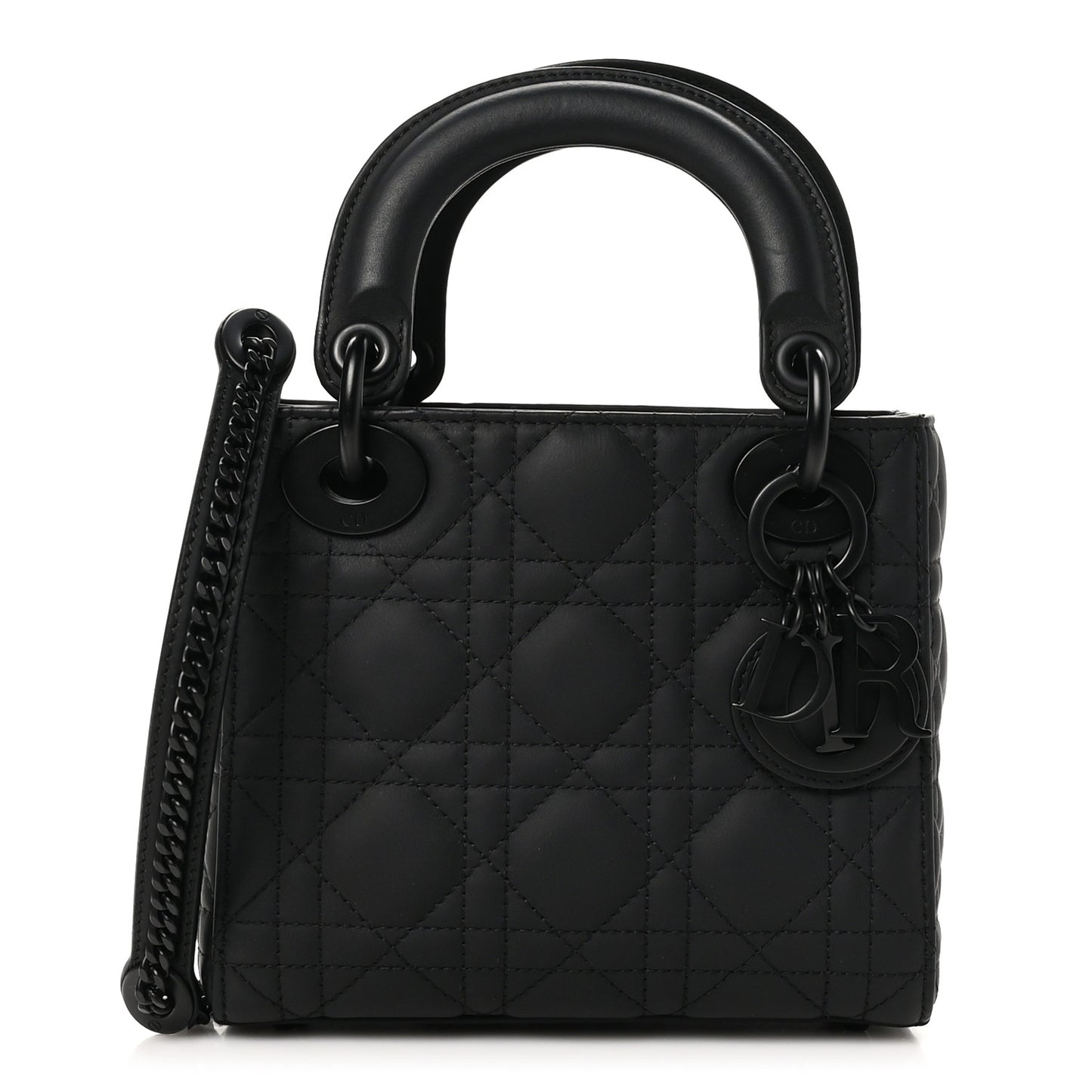 Ultra Matte Calfskin Cannage Mini Lady Dior Black