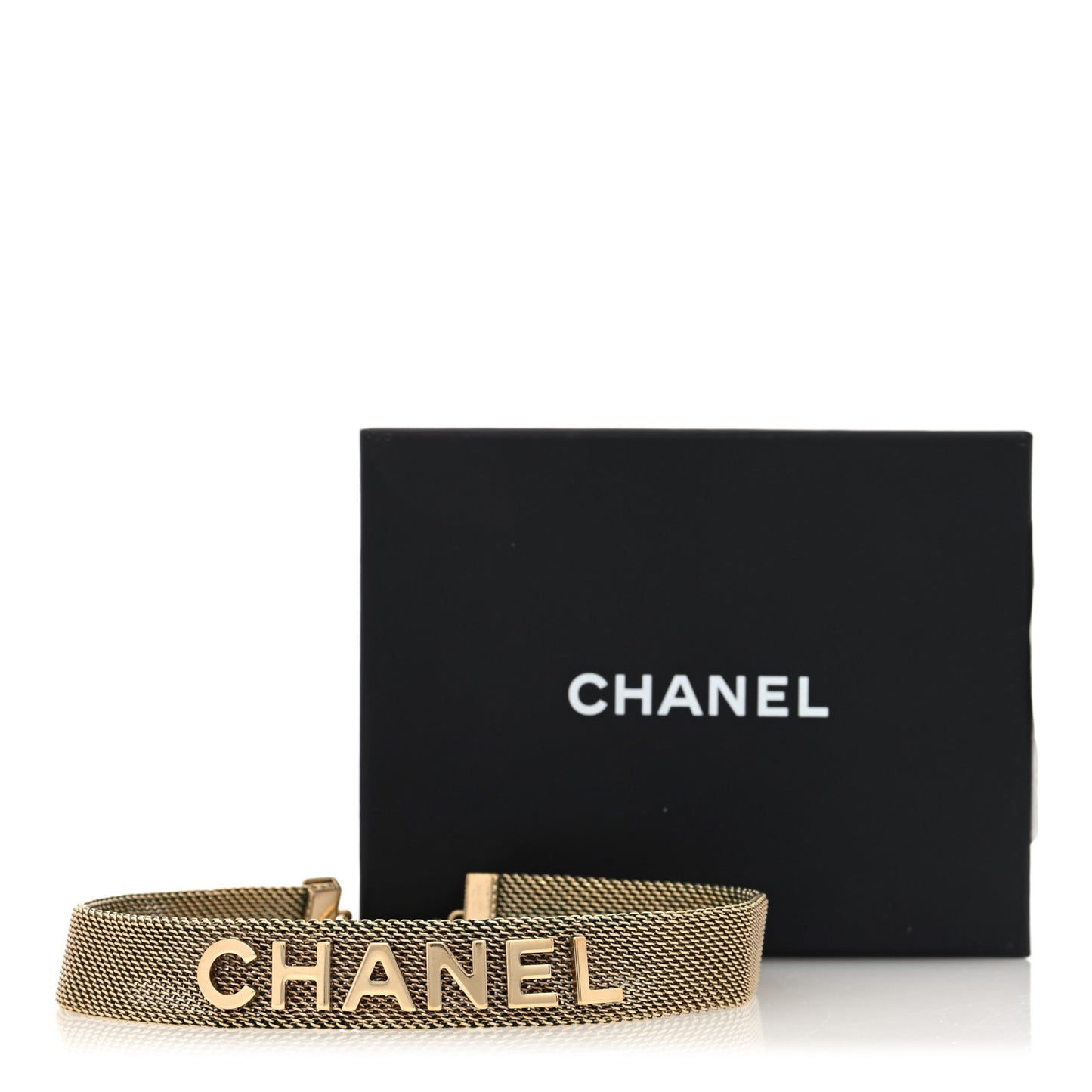 Mesh Logo Choker Necklace Gold