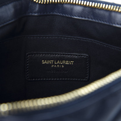 Saint Laurent Calfskin Matelasse Chevron Monogram A5 Wristlet Deep Marine 7 of 9