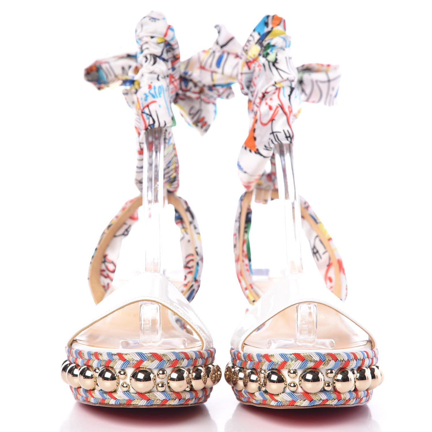 Christian Louboutin Patent Crepe Satin Levantinana 60 Platform Sandals 38 Version White 2 of 9