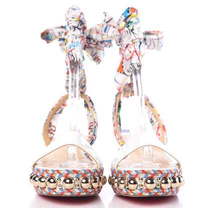 Christian Louboutin Patent Crepe Satin Levantinana 60 Platform Sandals 38 Version White 2 of 9