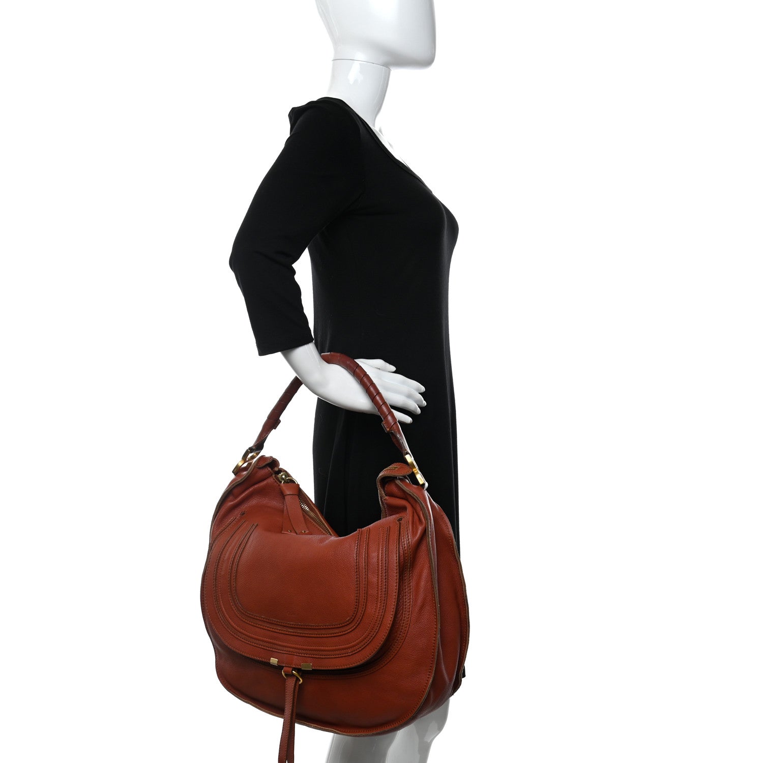 Chloe Calfskin Large Marcie Hobo Whiskey 2 of 13