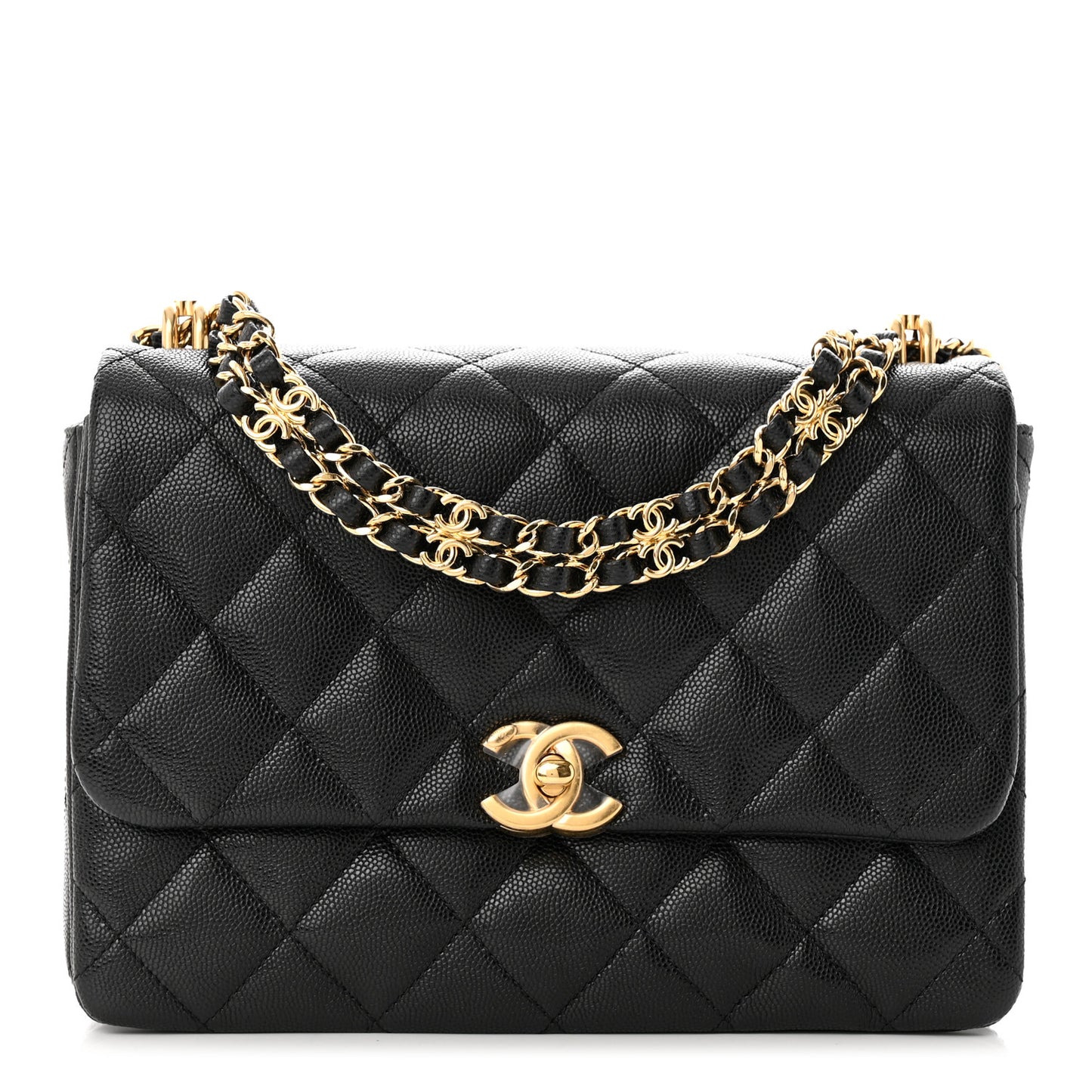 Caviar Quilted Coco First Flap Black