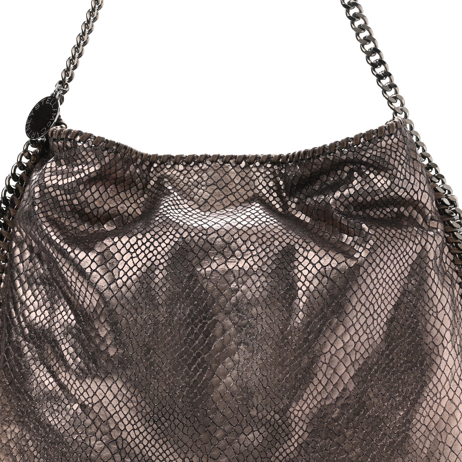 Stella McCartney Metallic Snakeskin Print Falabella Tote Ruthenium 8 of 10
