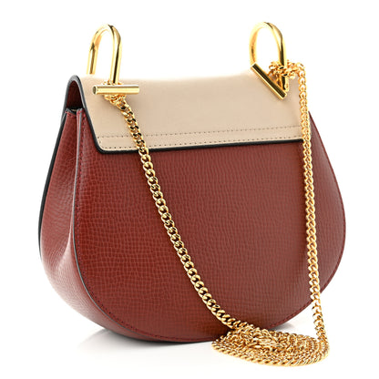 Chloe Grained Calfskin Lambskin Mini Bi-Color Drew Shoulder Bag Beige Brown 3 of 9