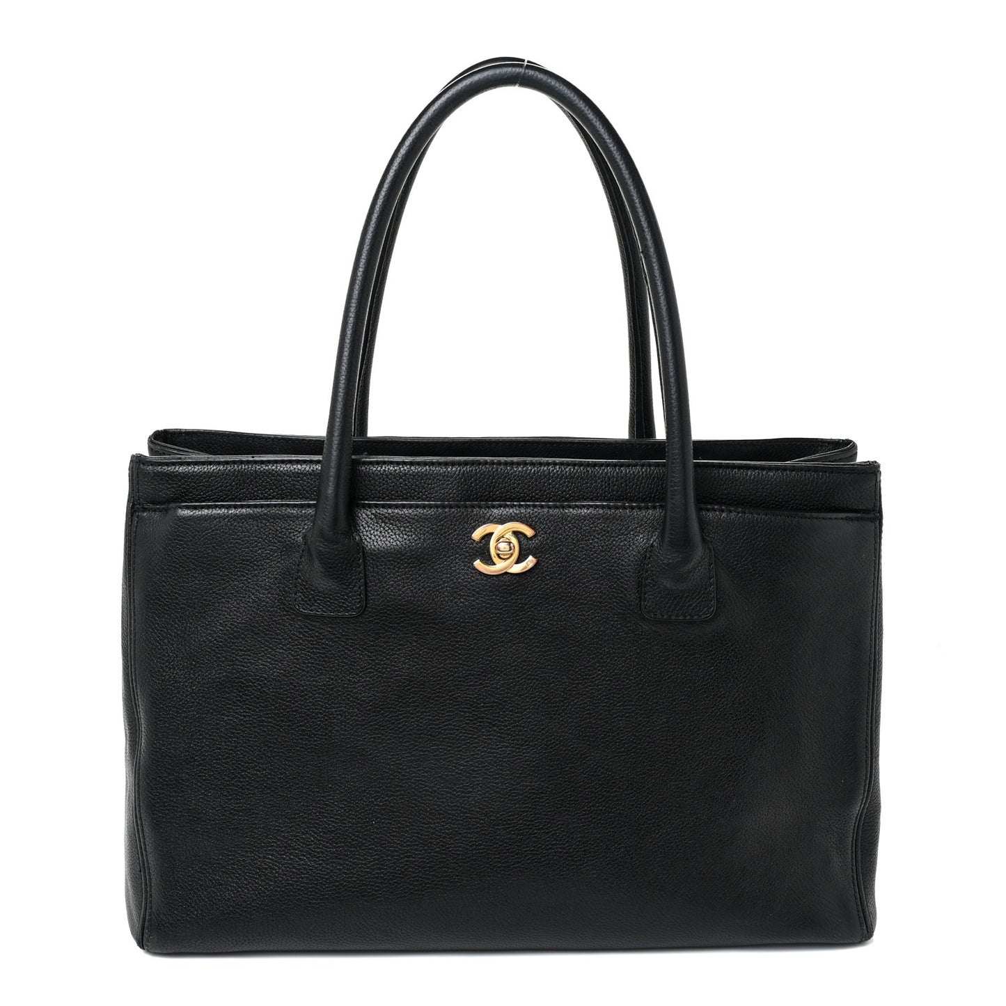 Calfskin Cerf Executive Shopper Tote Black