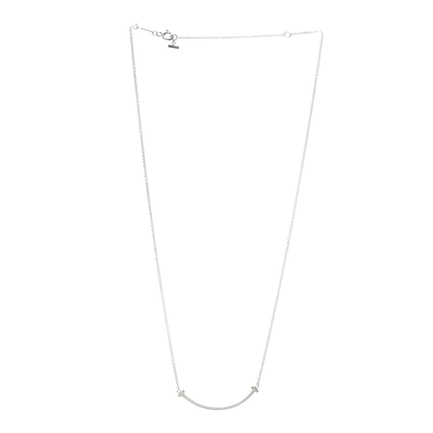 Tiffany Sterling Silver Small T Smile Pendant Necklace 3 of 5