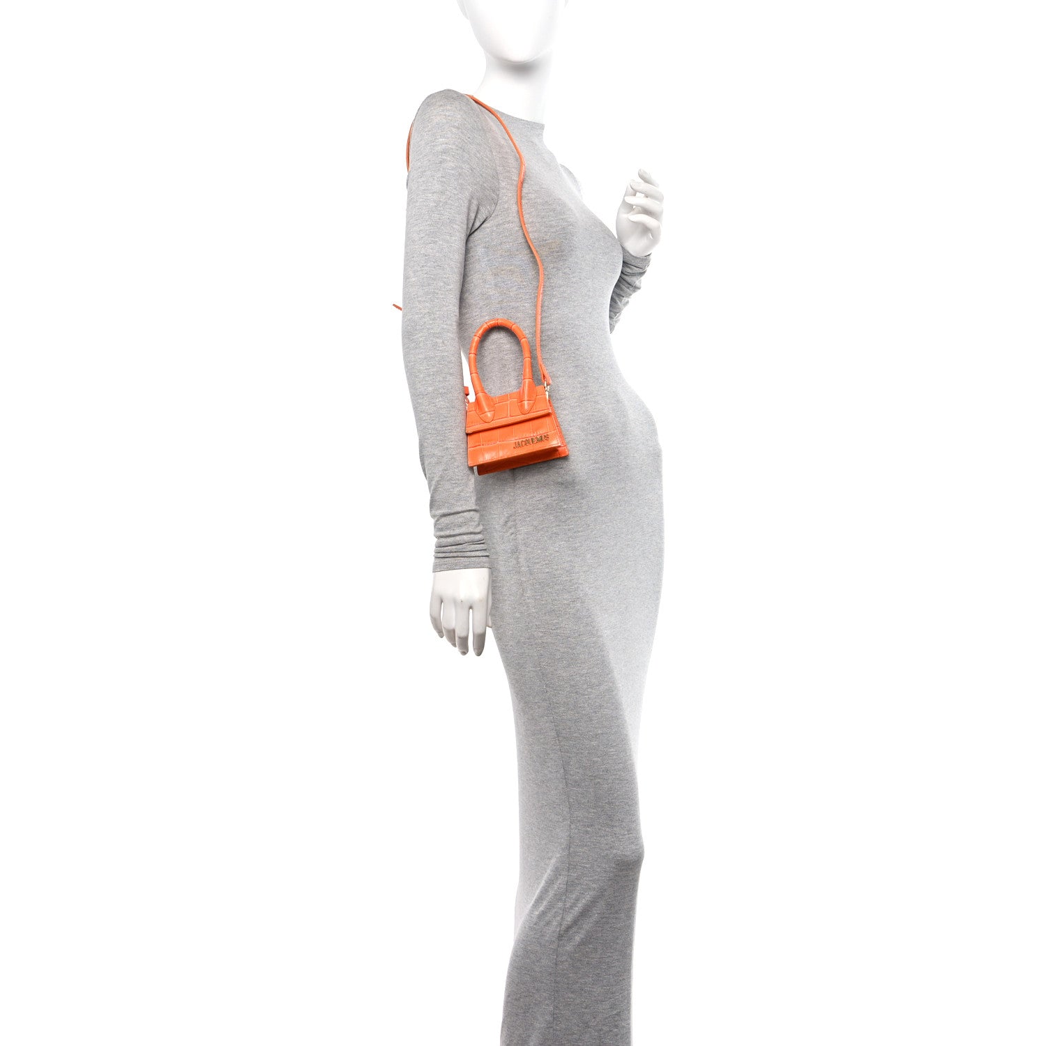 Jacquemus Calfskin Crocodile Embossed Le Chiquito Orange 2 of 16