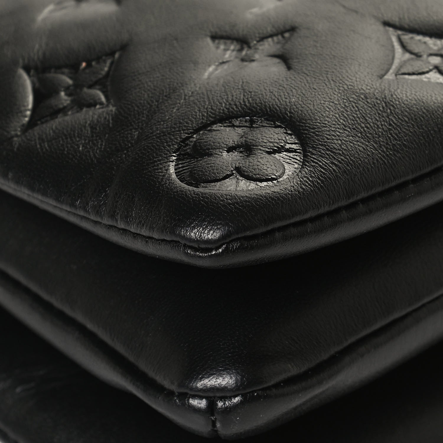 Louis Vuitton Lambskin Embossed Monogram Pochette Coussin Black 11 of 14