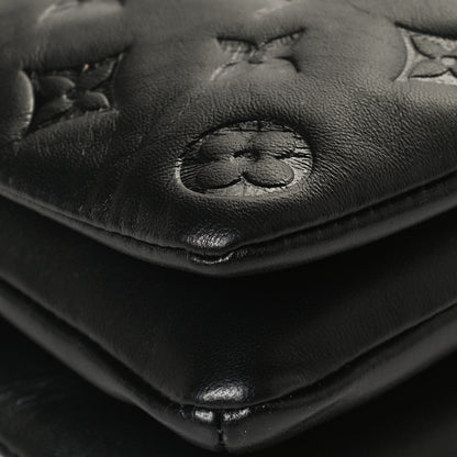 Louis Vuitton Lambskin Embossed Monogram Pochette Coussin Black 11 of 14