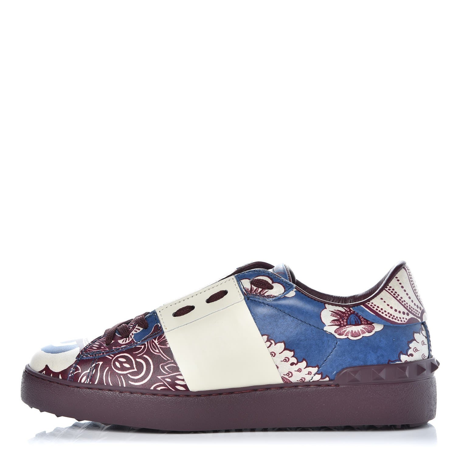Valentino Garavani Calfskin Mime Rockstud Open Sneakers 39.5 Indigo Rubin Ivory 1 of 9