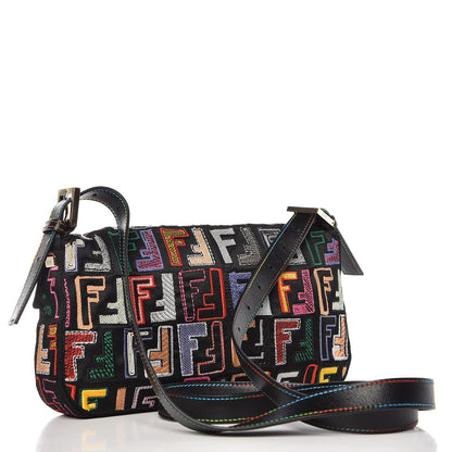 Fendi Nylon FF Multicolor Embroidered Baguette Multicolor 4 of 9