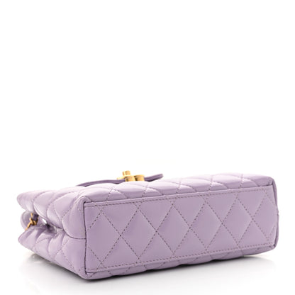 Chanel Shiny Aged Calfskin Quilted Nano Kelly Shopper Lilac 4 of 10