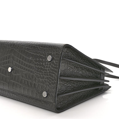 Saint Laurent Calfskin Crocodile Embossed Small Sac de Jour Fog 8 of 8