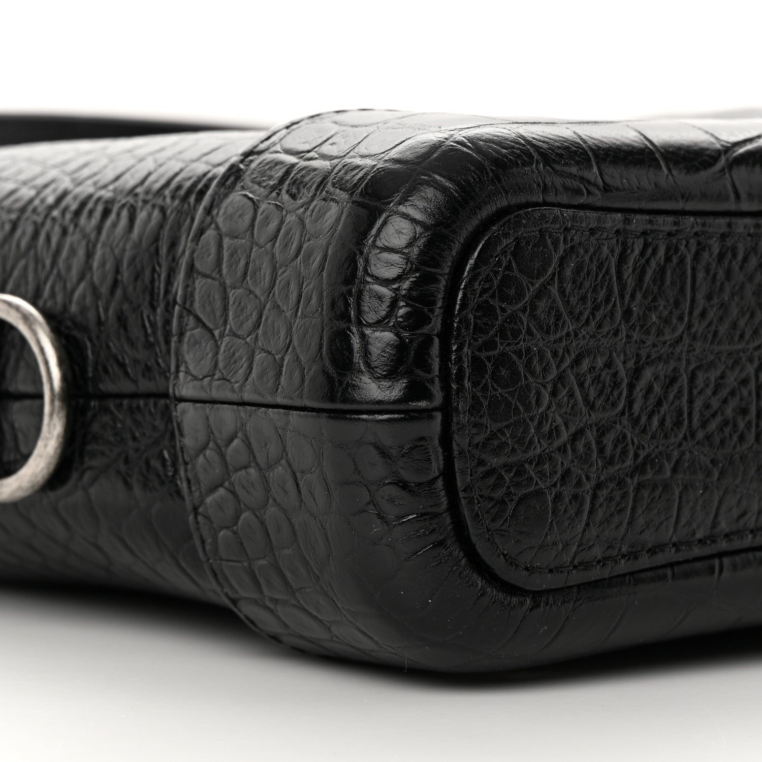 Chanel Calfskin Crocodile Embossed Small Gabrielle Cocodile Hobo Black 9 of 10