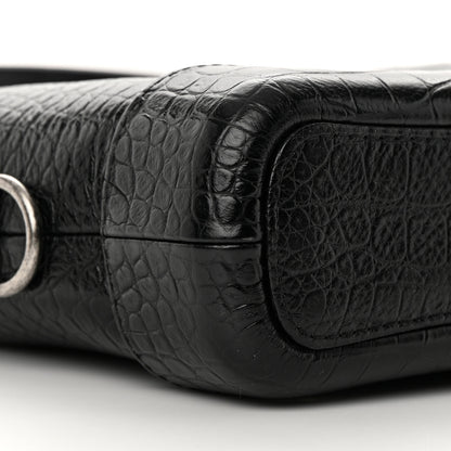 Chanel Calfskin Crocodile Embossed Small Gabrielle Cocodile Hobo Black 9 of 10