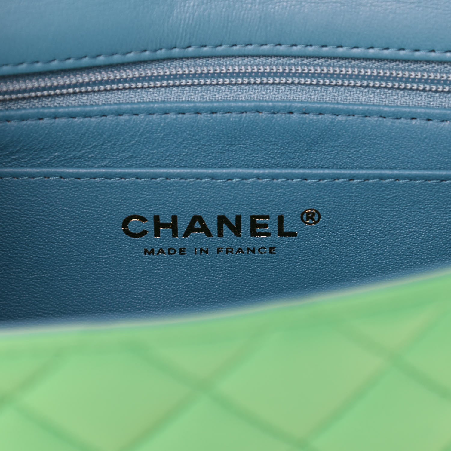 Chanel Lambskin Quilted Mini Rectangular Flap Green Blue 6 of 10