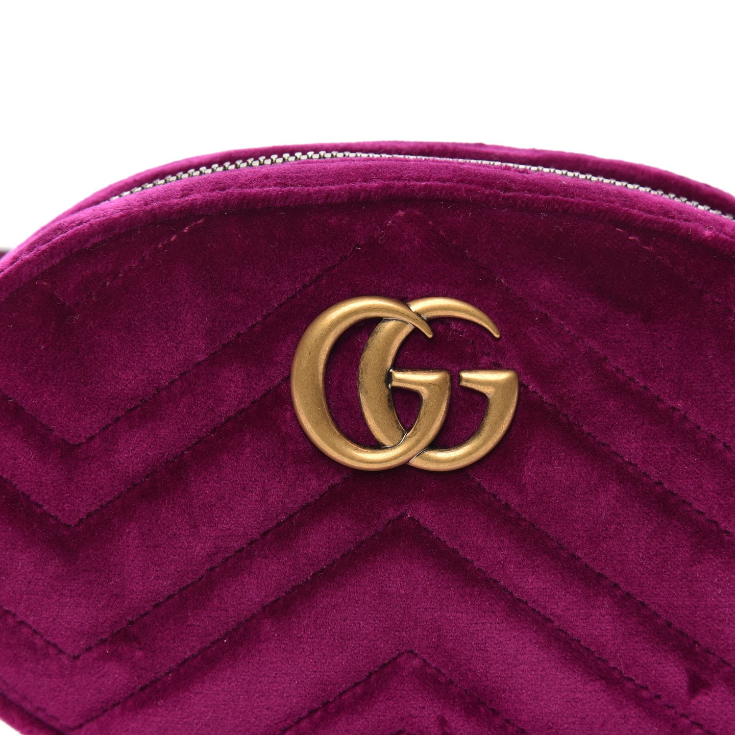 Gucci Velvet Matelasse GG Marmont Belt Bag 85 34 Fuchsia Violet Cyclamen 8 of 11