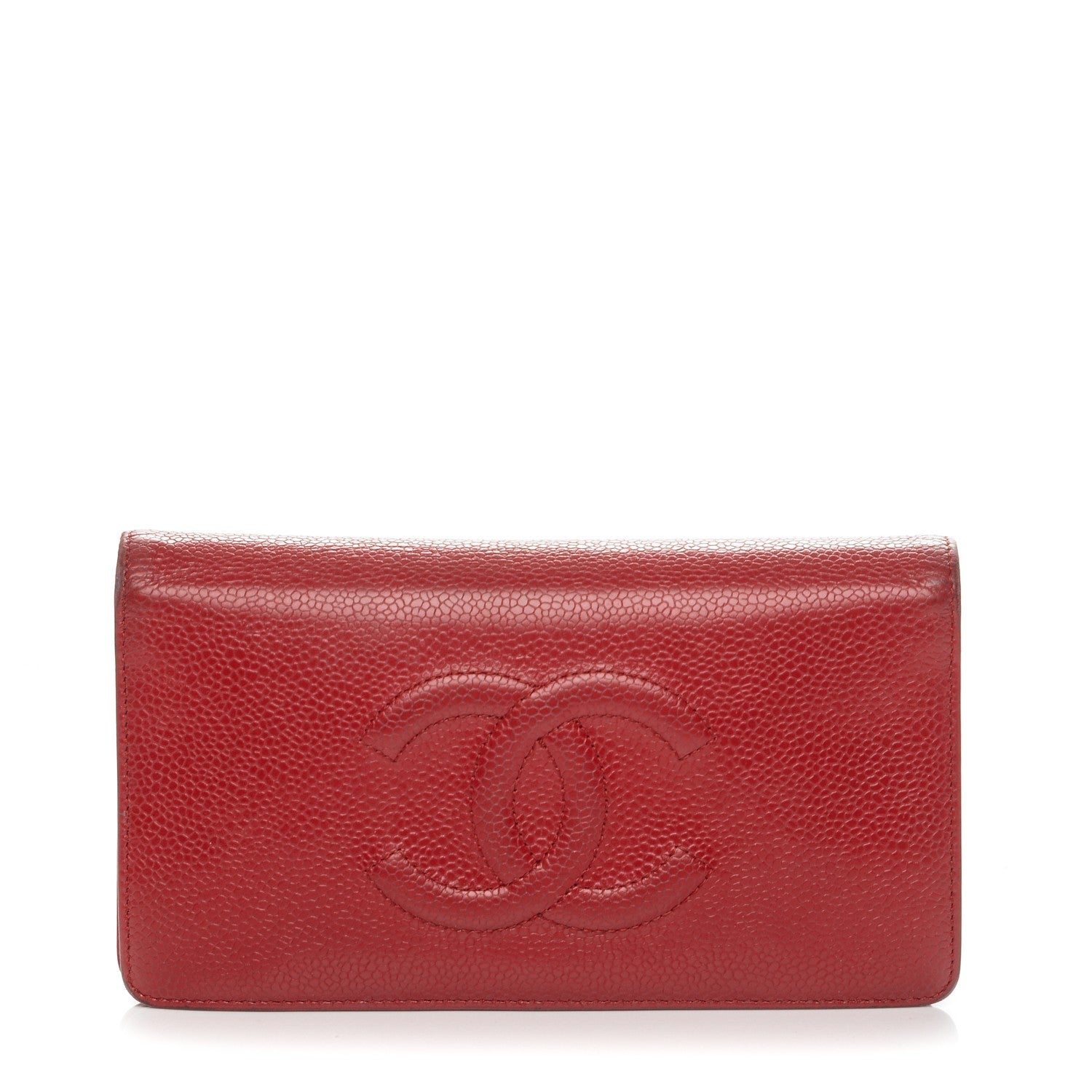 Chanel Caviar Timeless CC Yen Wallet Red 1 of 8