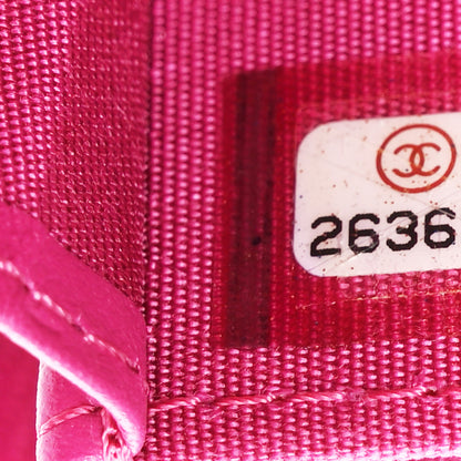 Chanel Lambskin Camellia Embossed Zip Coin Purse Fuchsia 7 of 10