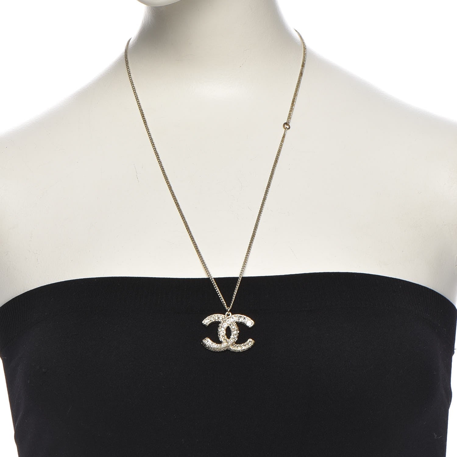 Chanel Baguette Crystal CC Necklace Light Gold 2 of 6