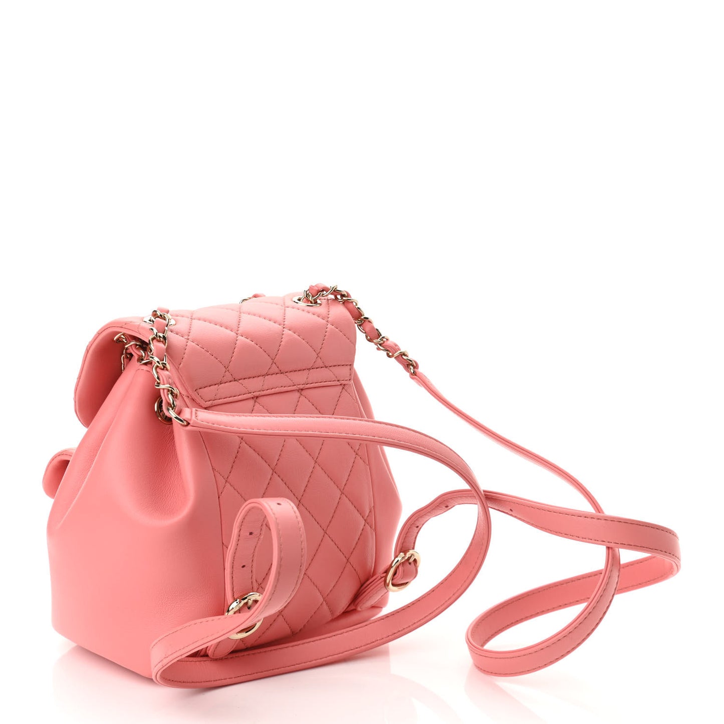 Lambskin Quilted Small Duma Drawstring Backpack Pink