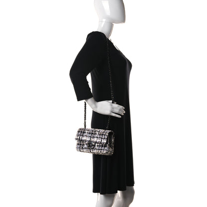 Chanel Tweed Quilted Mini Rectangular Flap White Black Multicolor 2 of 9