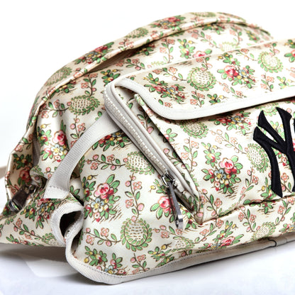 Gucci X MLB Satin Floral Print NY Yankees Patch Convertible Belt Bag Ivory Green 6 of 11