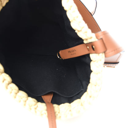 Prada Raffia City Calf Bucket Bag Naturale Cognac 5 of 9