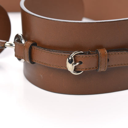 Gucci Calfskin Horsebit Wide Belt 90 36 Brown 5 of 6
