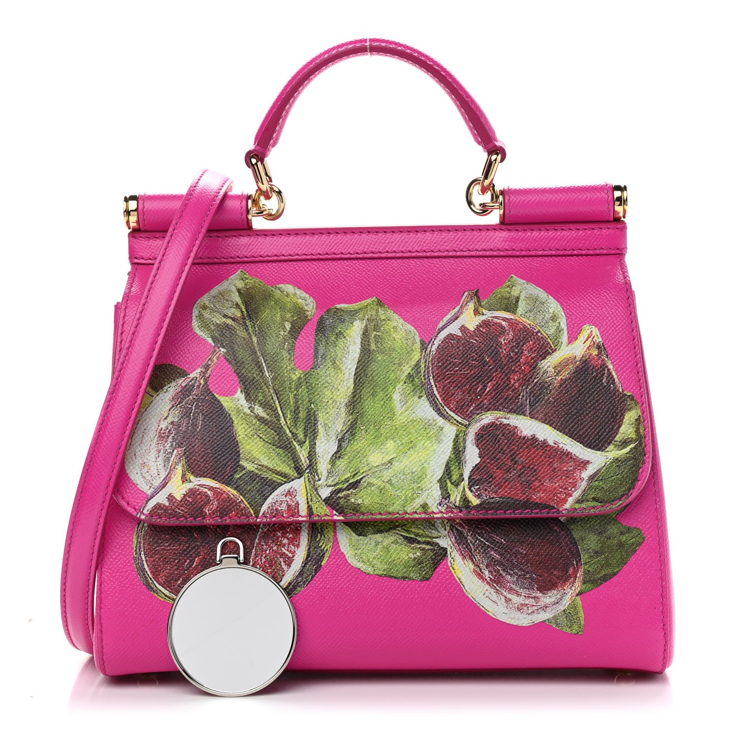 Dolce & Gabbana Dauphine Fig Print Medium Miss Sicily Satchel Pink 1 of 9
