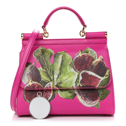 Dolce & Gabbana Dauphine Fig Print Medium Miss Sicily Satchel Pink 1 of 9