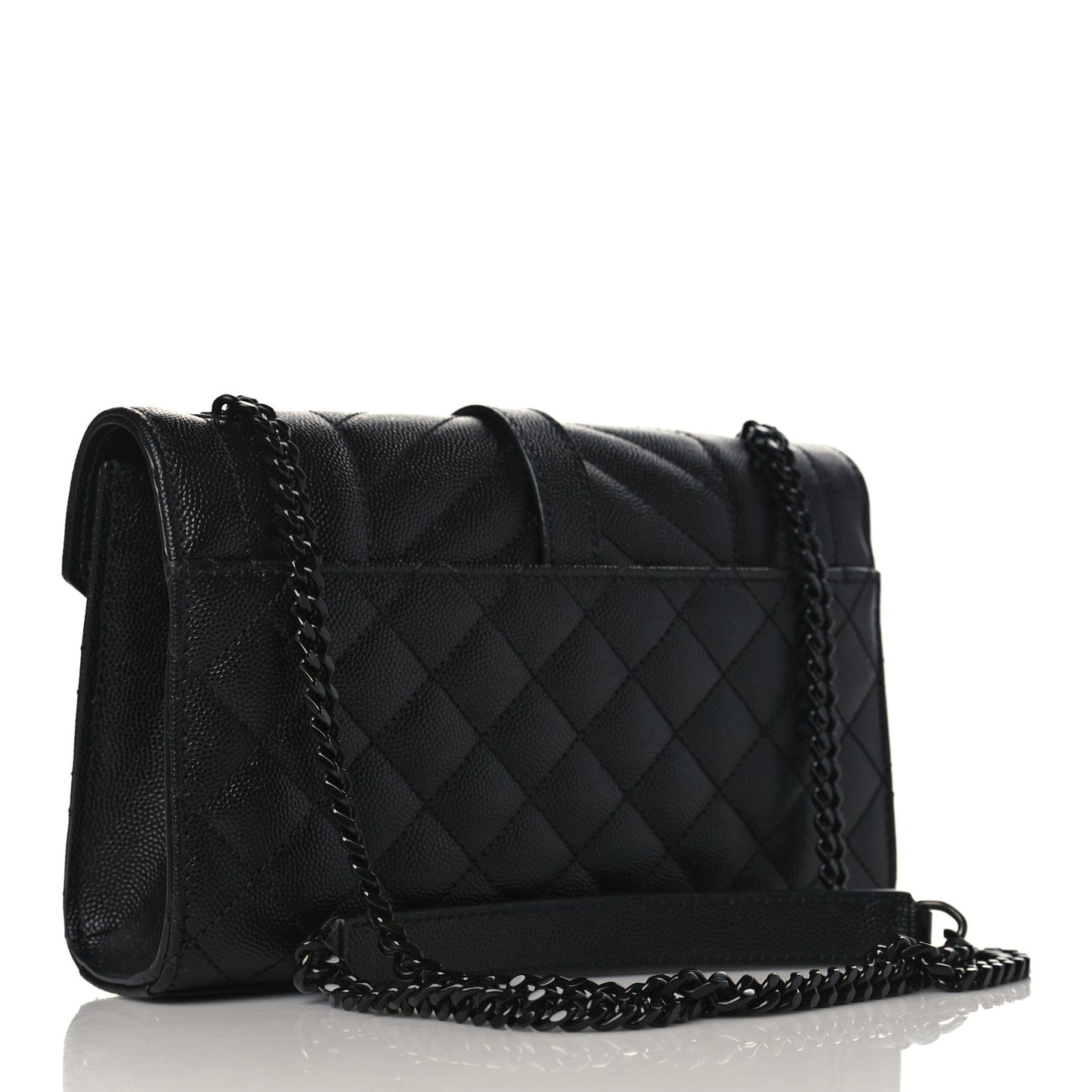 Grain De Poudre Textured Mixed Matelasse Triquilt Small Monogram Monochrome Satchel Black