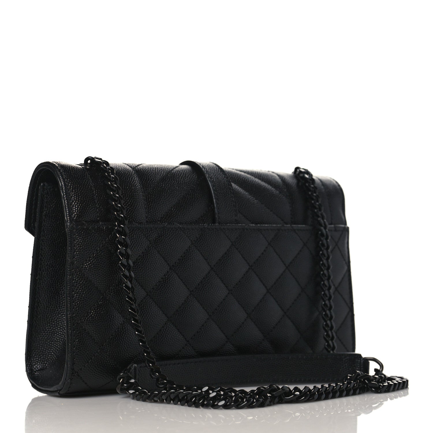 Saint Laurent Grain De Poudre Textured Mixed Matelasse Triquilt Small Monogram Monochrome Satchel Black 3 of 9