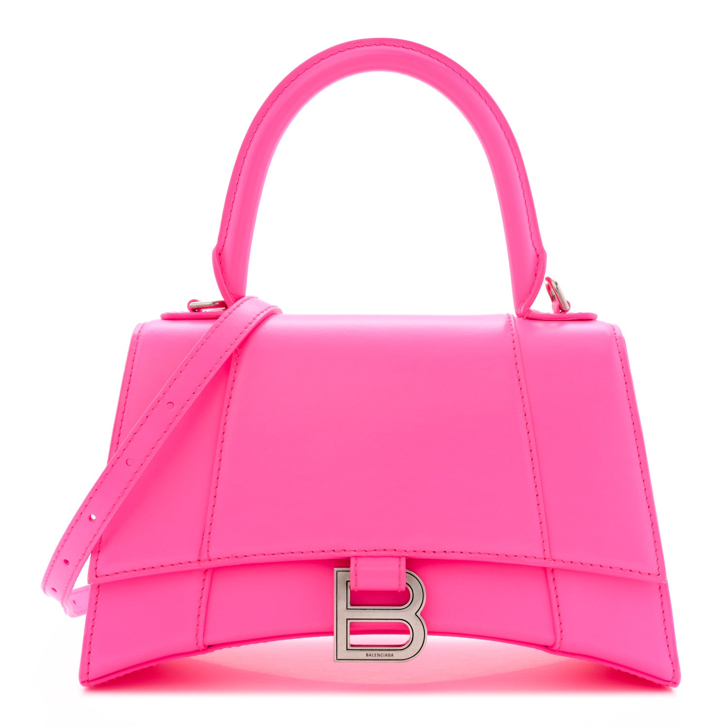Balenciaga Shiny Box Calfskin Small Hourglass Top Handle Bag Acid Fuchsia 1 of 13