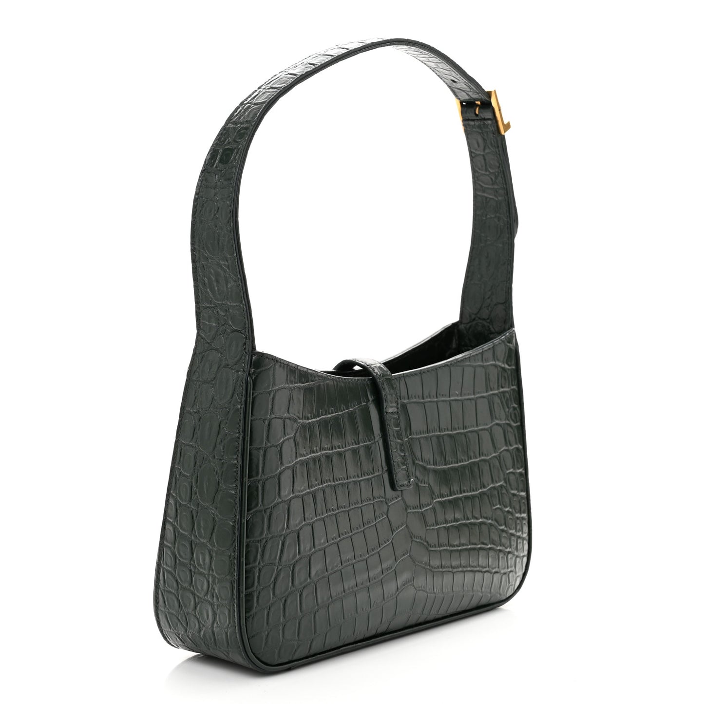 Calfskin Crocodile Embossed LE 5 A 7 Hobo Vert Fonce