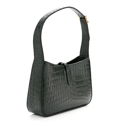 Saint Laurent Calfskin Crocodile Embossed LE 5 A 7 Hobo Vert Fonce 3 of 10