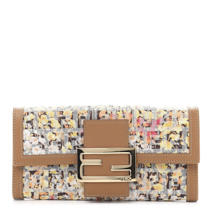 Fendi Zucchino Vitello Floral Forever Continental Wallet Pesca Giallo Saddler 1 of 10