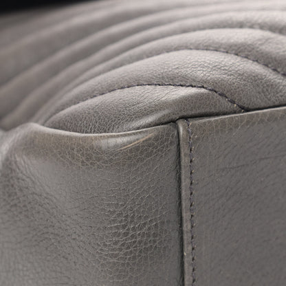 Saint Laurent Sheepskin Matelasse Chevron Monogram Large College Satchel Dark Anthracite 10 of 13