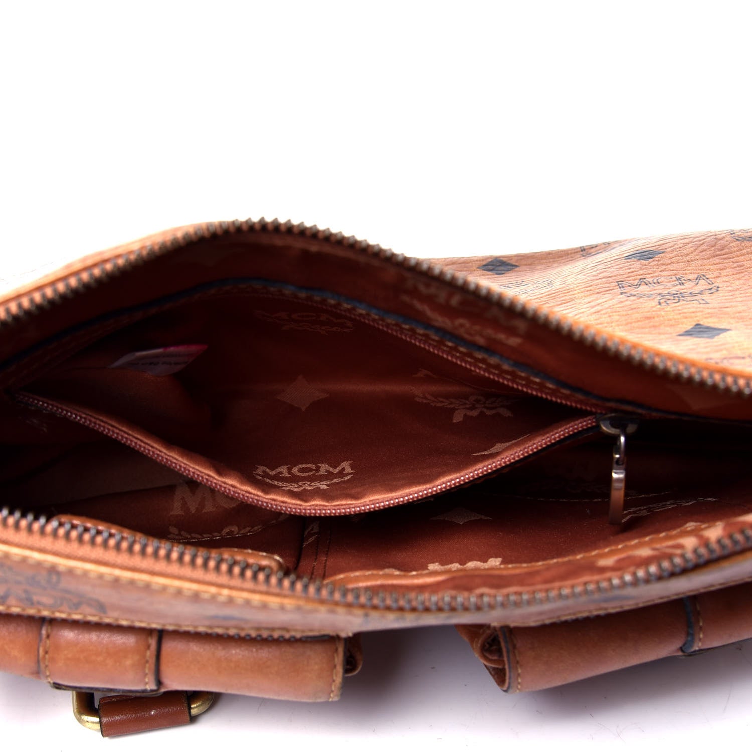 MCM Visetos Pocket Satchel Cognac 4 of 4