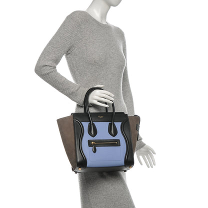 Celine Baby Grained Calfskin Nubuck Micro Tri-Color Luggage Porcelain 2 of 6